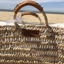 Large basket in dwarf palm & shell