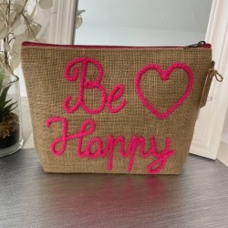 Pochette "Be Happy" rose