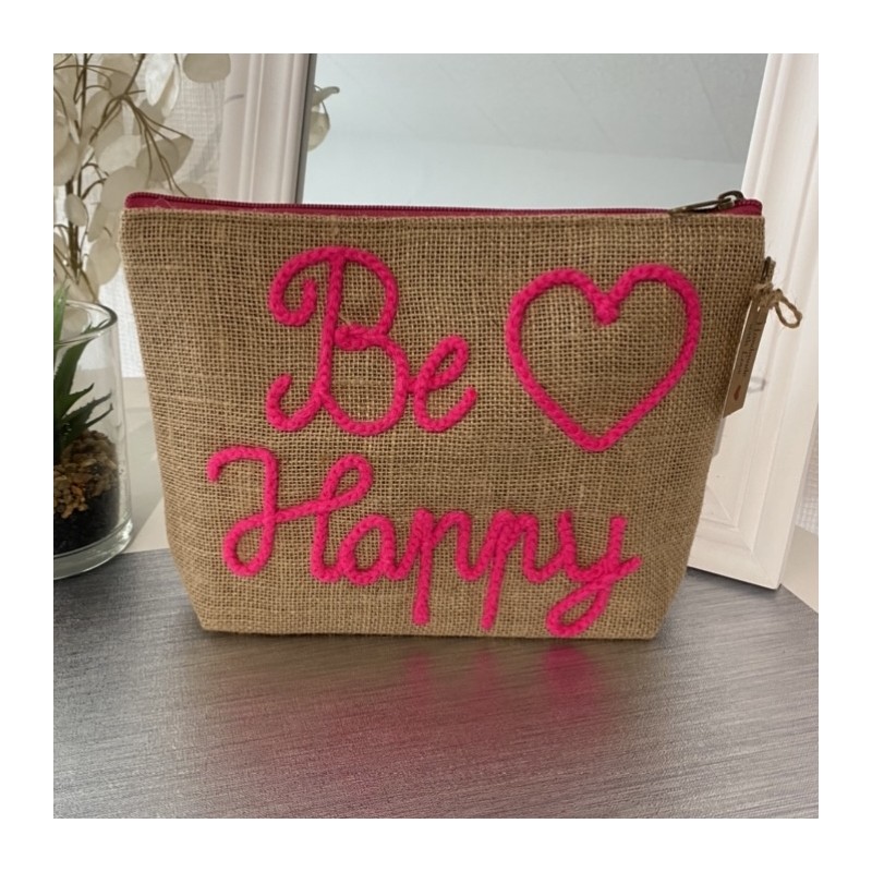 Pochette "Be Happy" rose