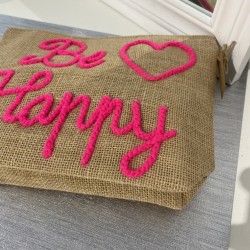 Pochette "Be Happy" rose